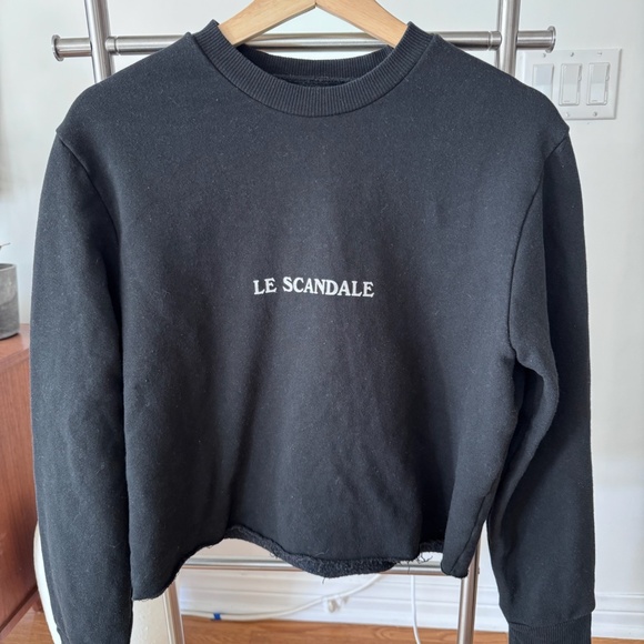 Reformation Crop Pullover Sweatshirt - Black - Picture 1 of 4